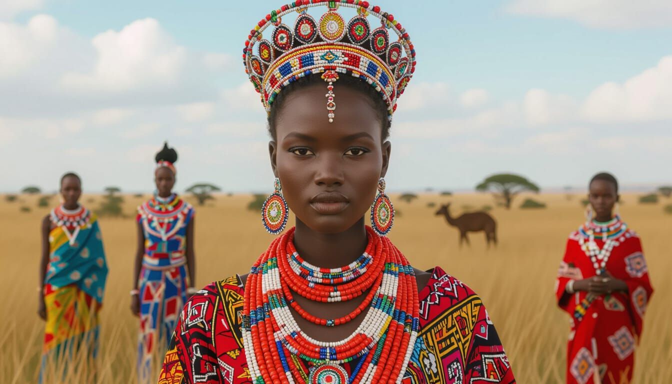 Edo Bride in Beaded Regalia: A Symbolic African Artwork