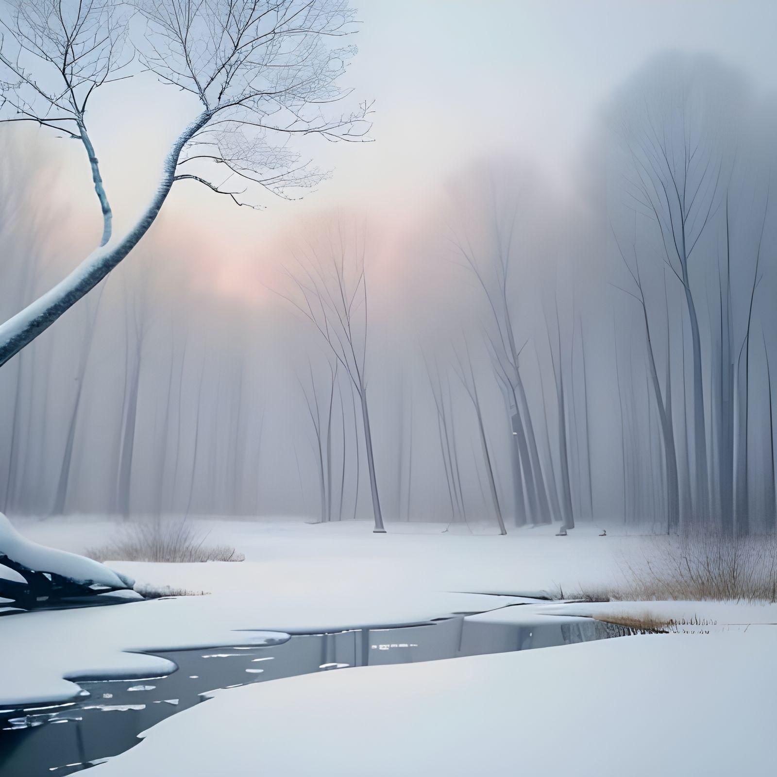 Snowy Forests Adorned with Peaceful Symbols in Winter