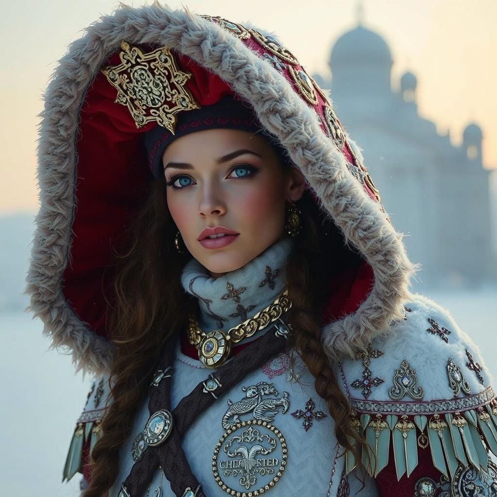 Exotic Supermodel Commander in Frozen Wasteland