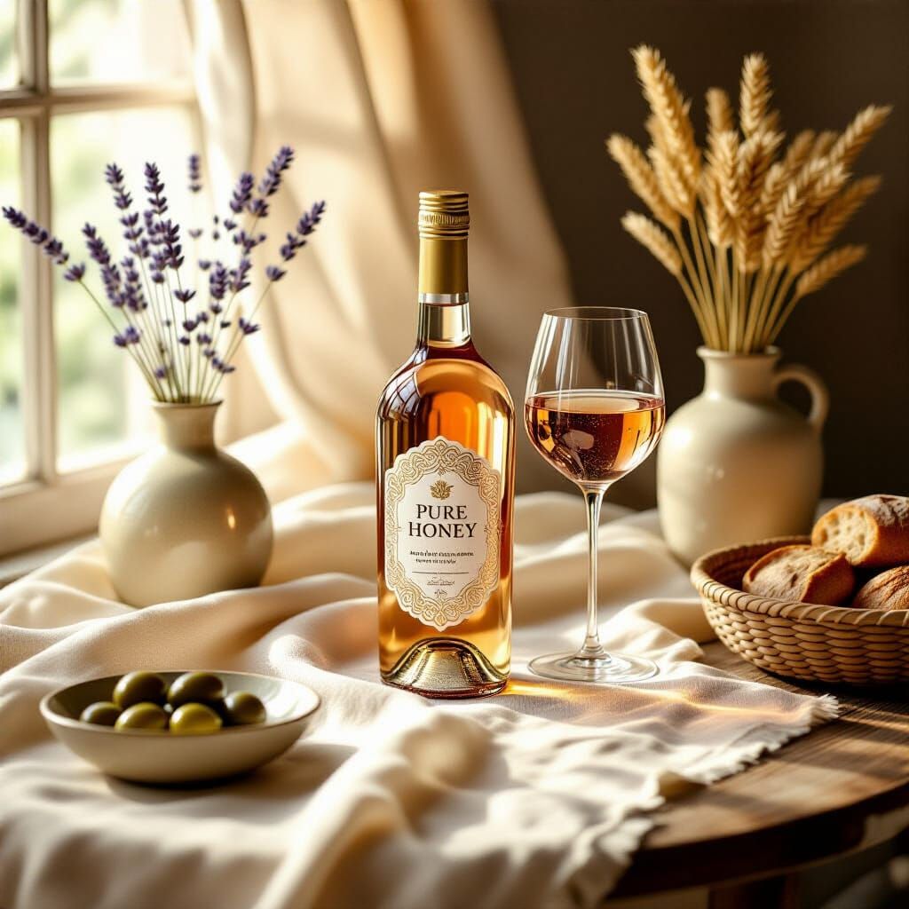 Luxurious PURE HONEY Bottle Ad with Gold Label