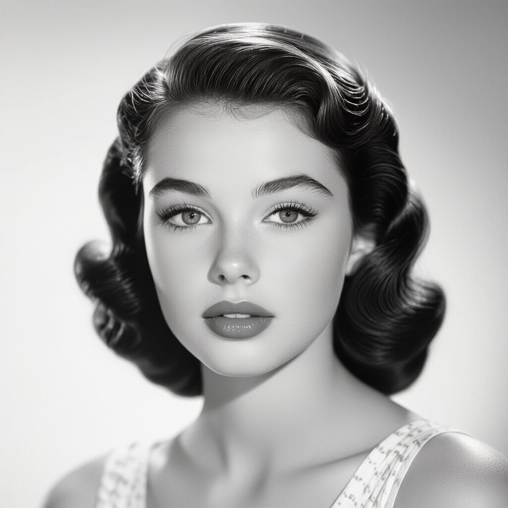 1940s Hollywood Starlet Portrait in Black and White