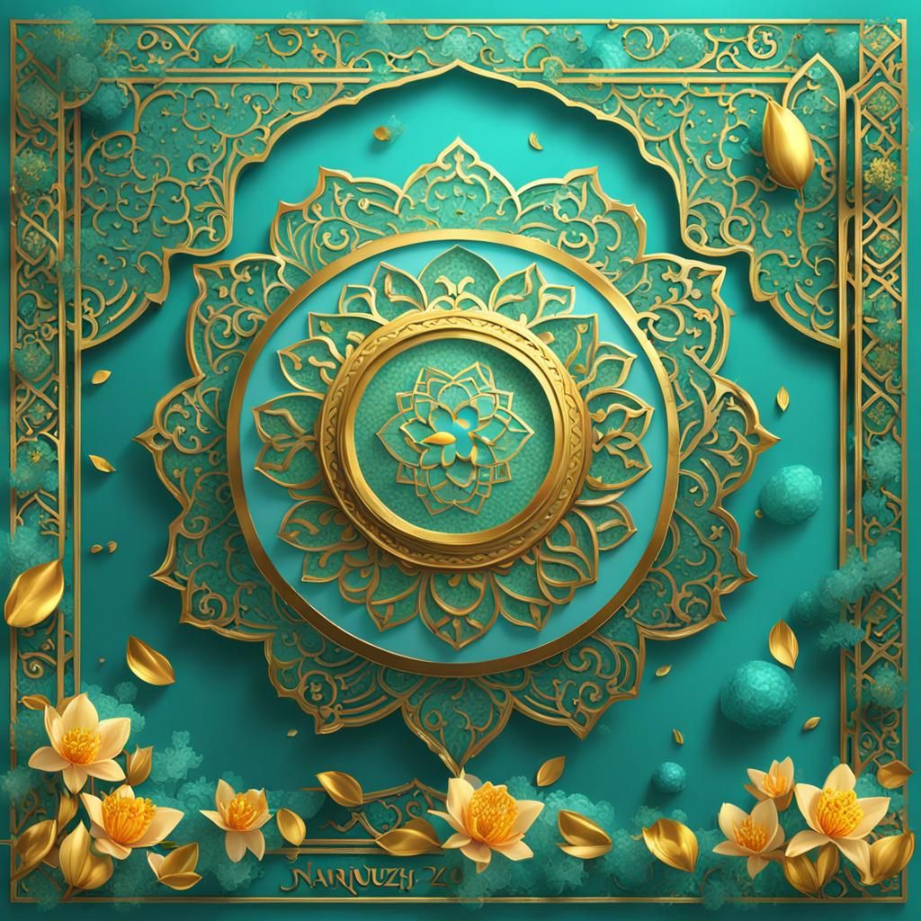 Nowruz Web Banner Design in Turquoise and Gold