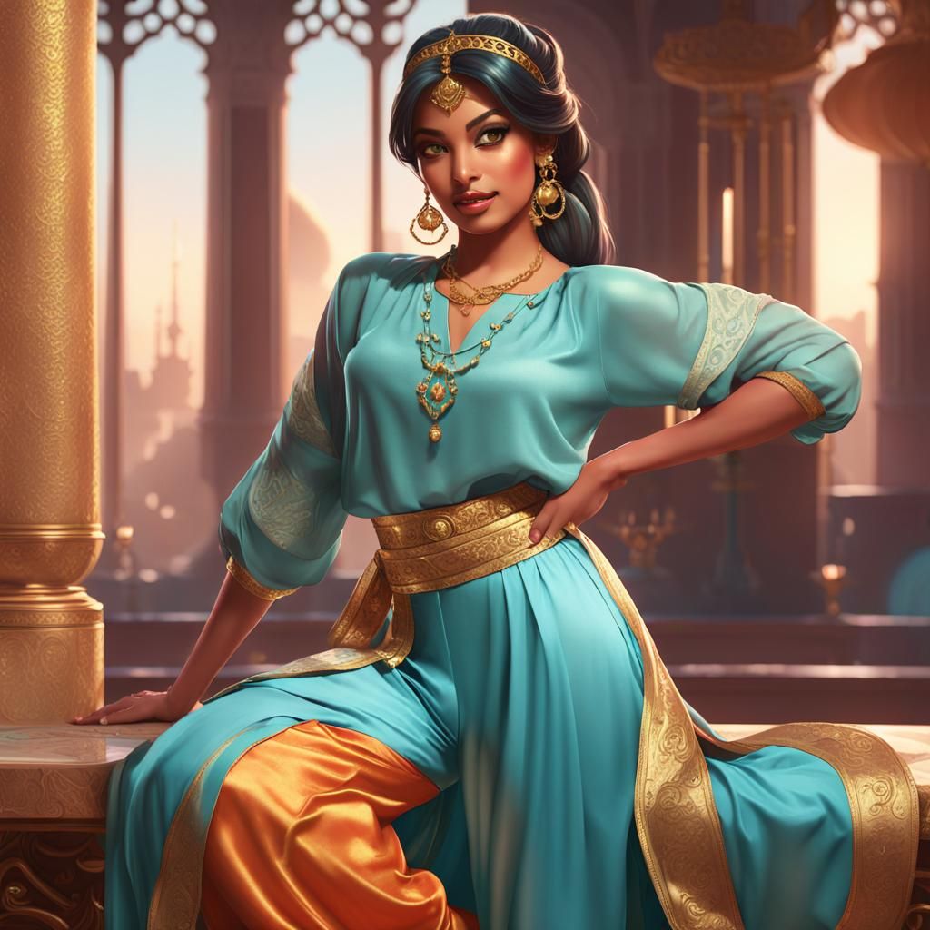 Princess Jasmine Portrait in Hyperdetailed Art Style