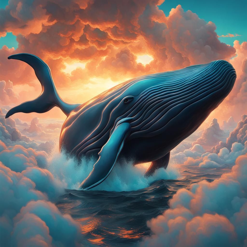 Majestic Whale Made of Clouds, Digital Art