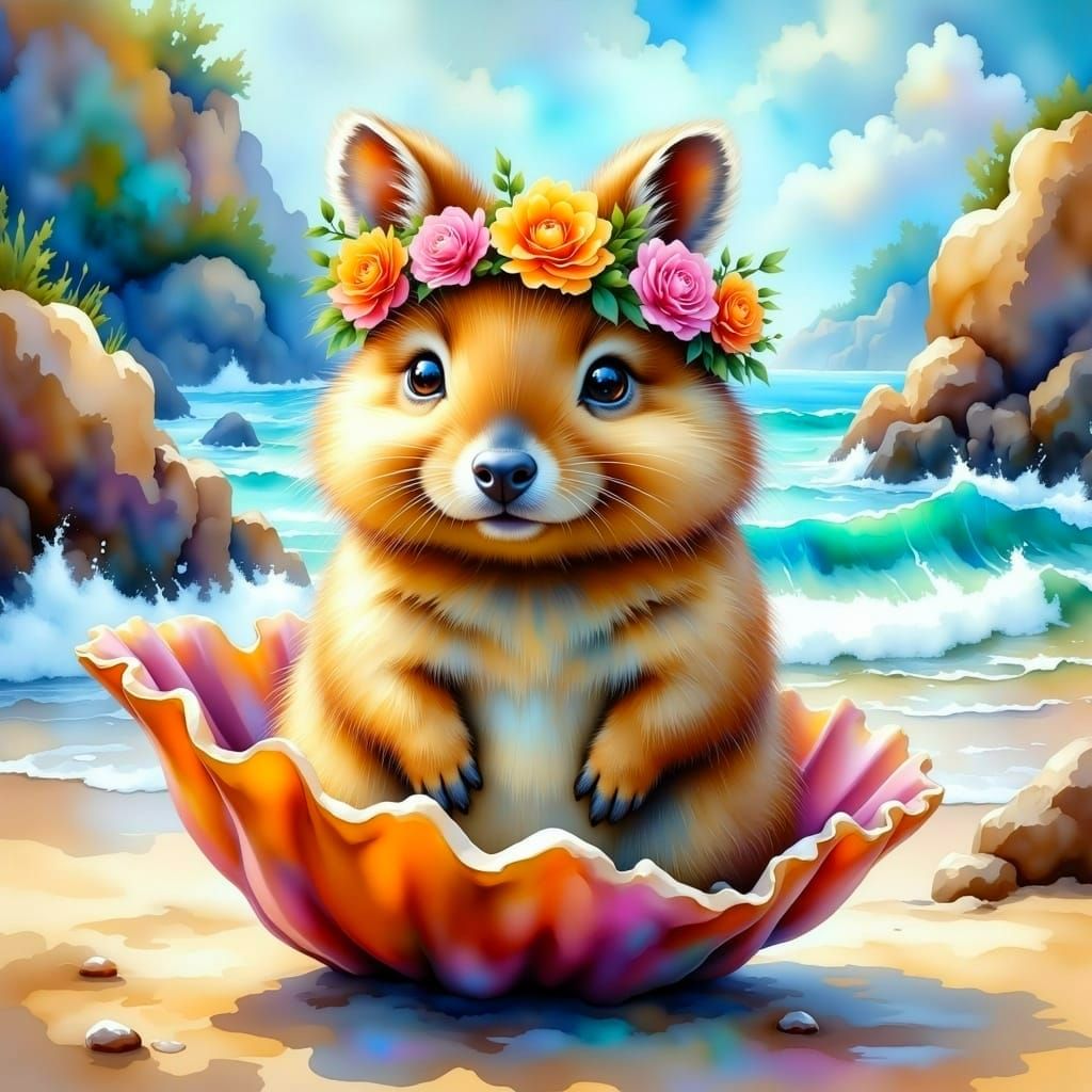 Friendly Quokkas in Vibrant Beach Scene