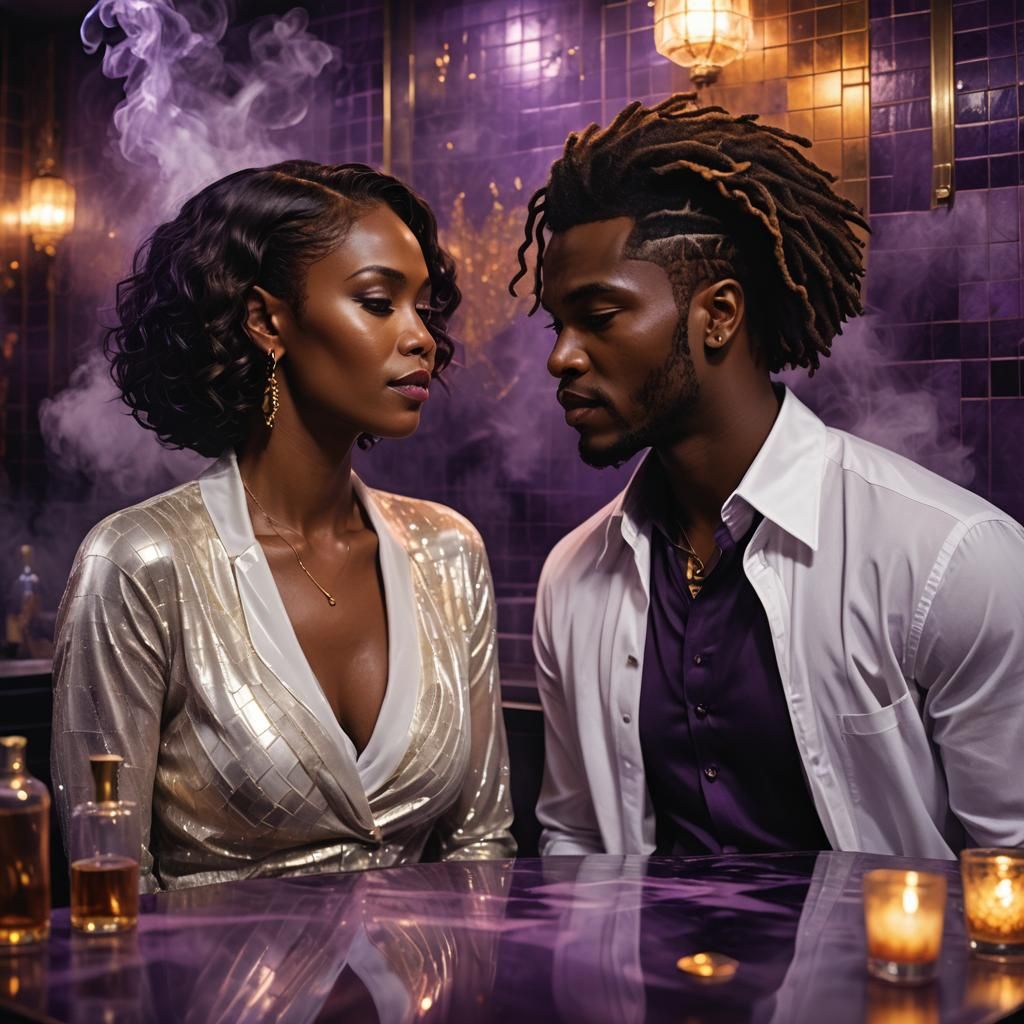 Intimate Nightclub Encounter in Fantasy Concept Art