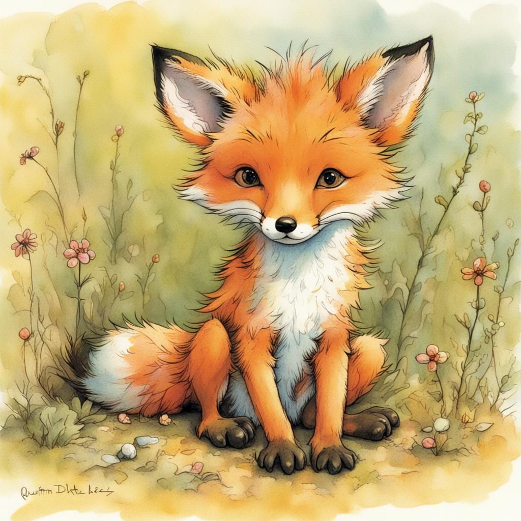 Adorable Fox Cub Illustration