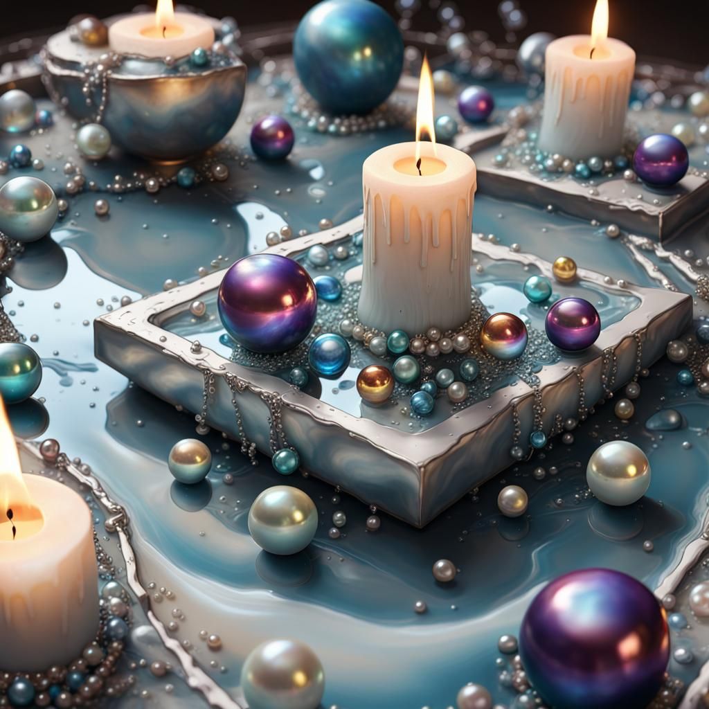 Detailed Matte Painting of Melted Objects in Silver