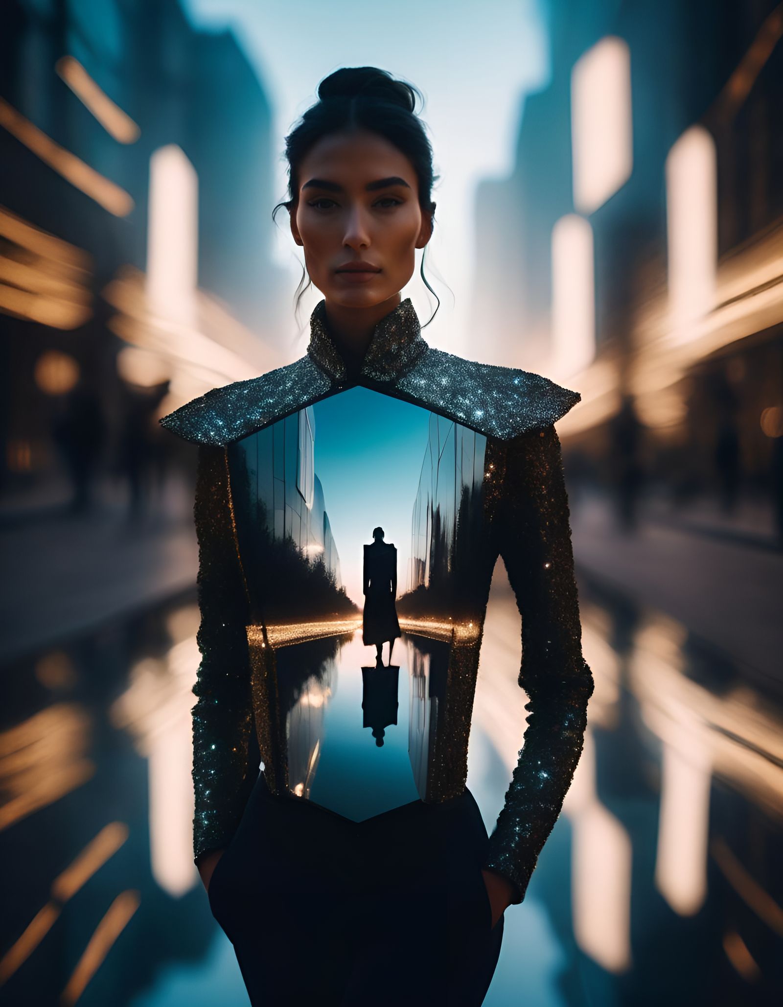 Infinite Mirror Portrait with Galaxy Lights