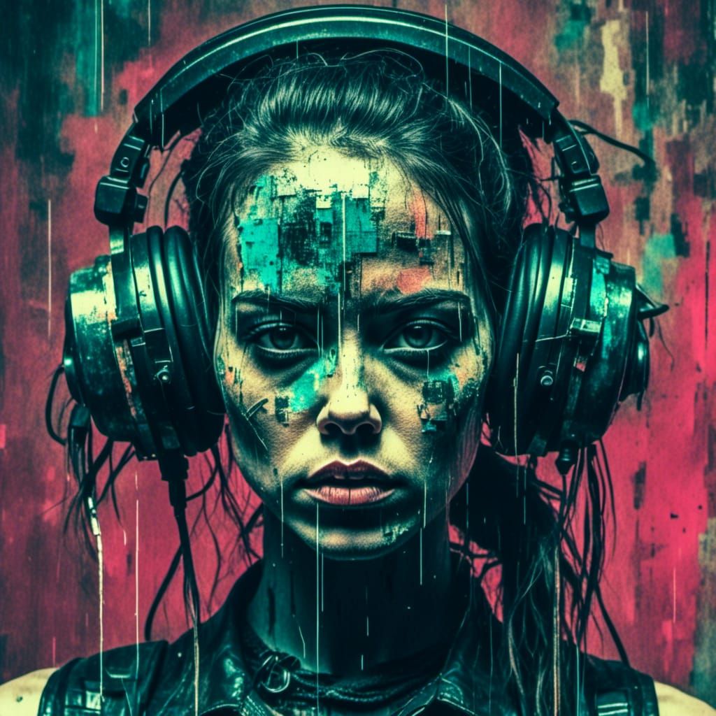 Distressed Glitchy Grunge Figure