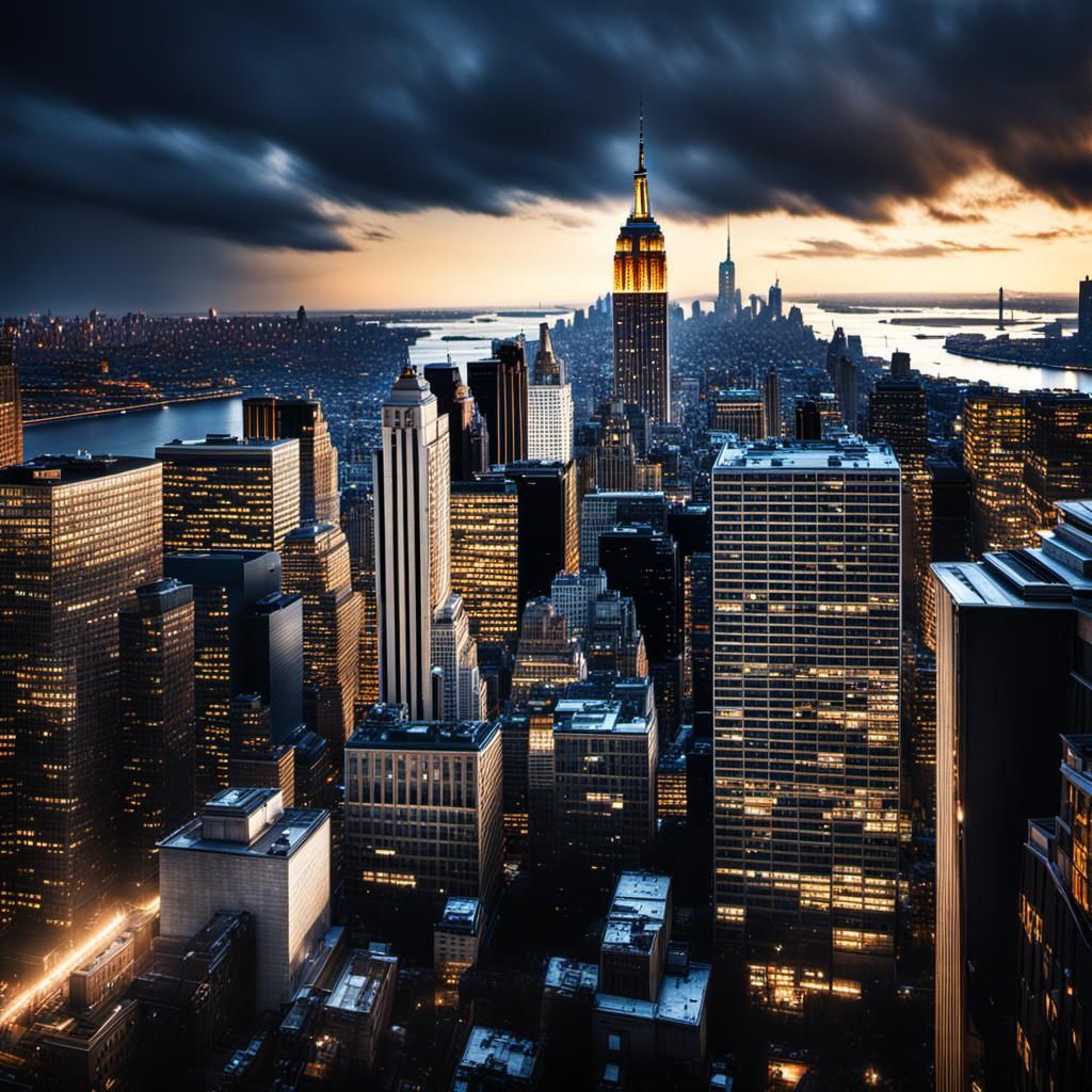 Detailed Hyperrealistic New York City Skyline