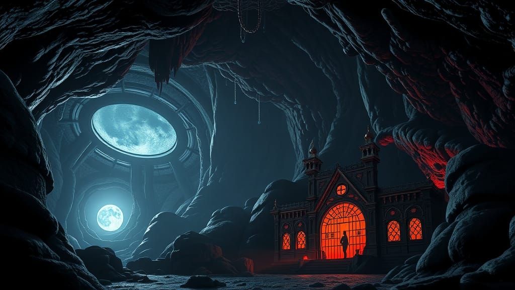 Cave Entrance to World of Horrors: Brom-Inspired Photoillust...