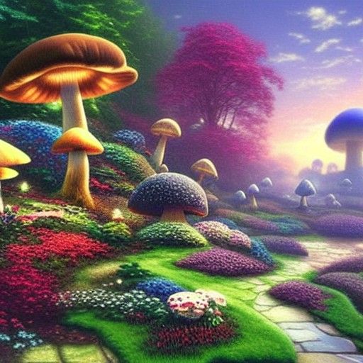Magical Mushroom Kingdom in Ethereal Fantasy Style