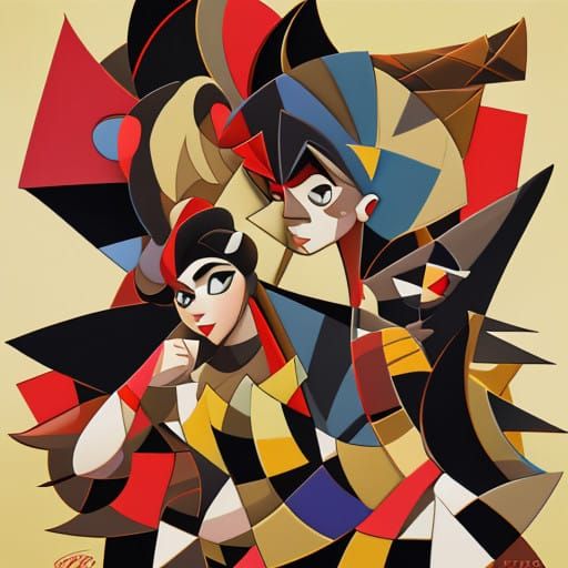 Abstract Cubist Composition Inspired by Euclidean Geometry