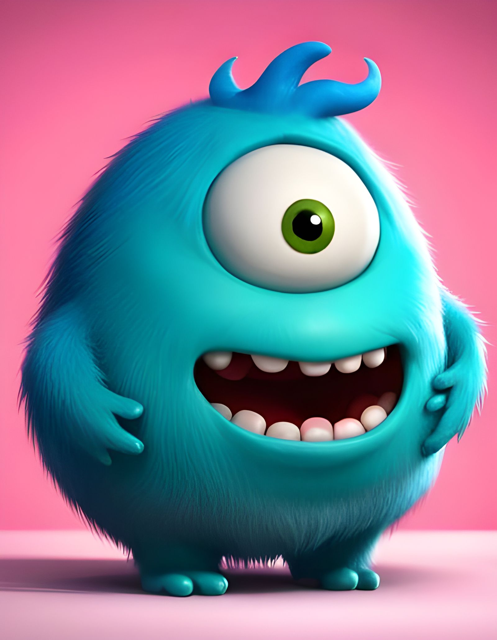 Cute Fluffy Monster in Candy World