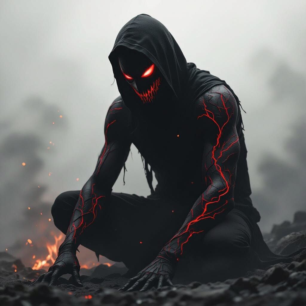 Mysterious Masked Figure in Dark Cinematic Style
