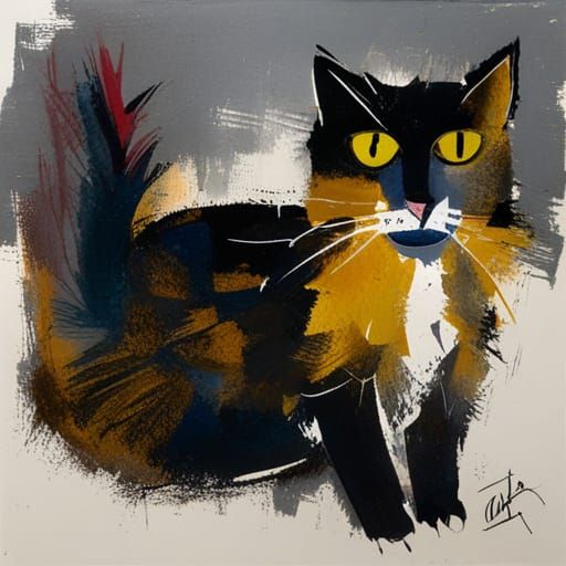 Cat in Style of John Piper