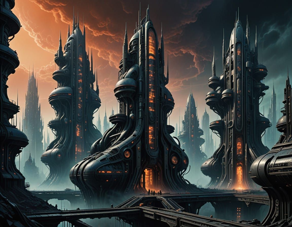 Surreal Futuristic Metropolis in a David Lynch Fever Dream