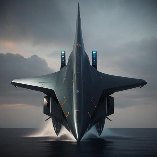 Futuristic Manta Ray Mech Submarine in Sci-Fi Style