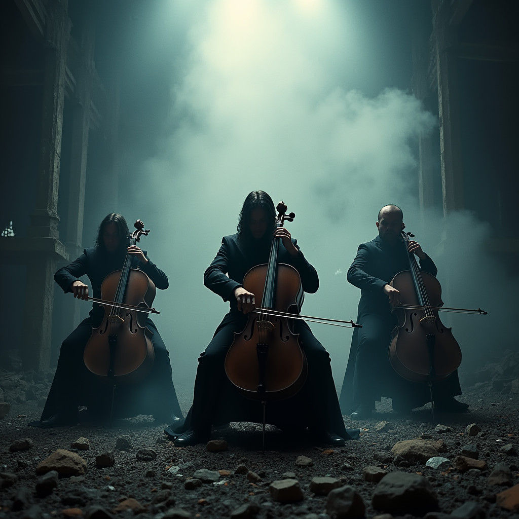 Apocalyptica Cellists on Stage: Dark Gothic Performance