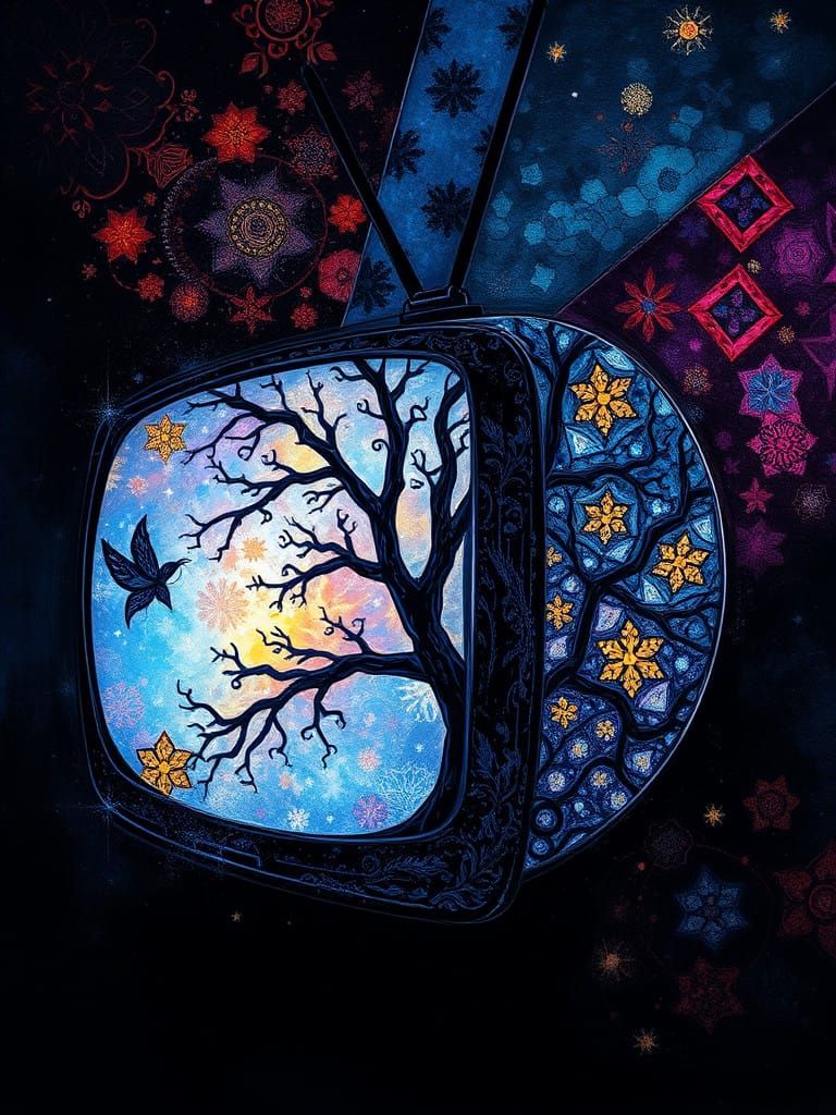 Vibrant 8-Bit Portrait in Mixed Media Style