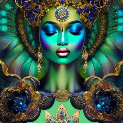 Goddess of Wings: Elaborate Collage Illustration