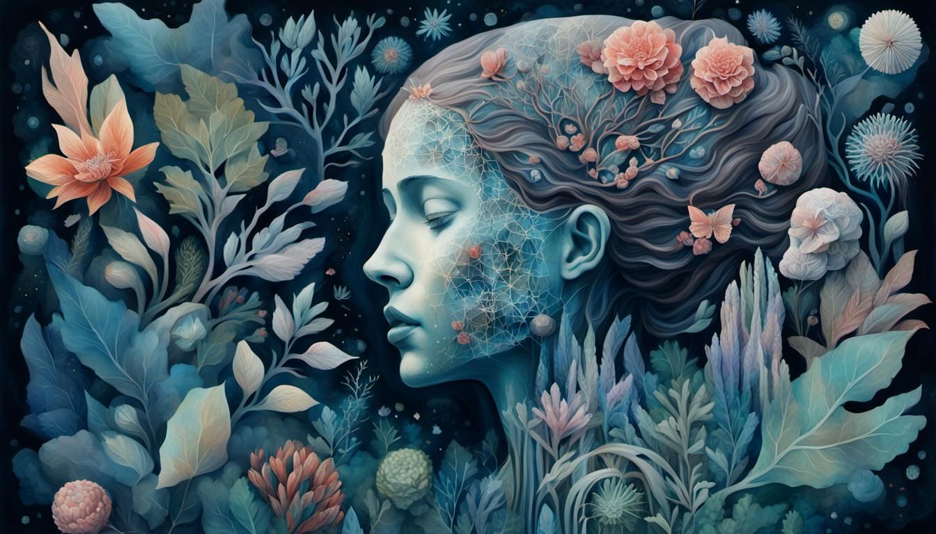 Abstract Woman in Pain: Mixed Media Art