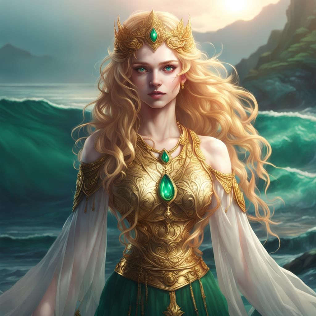 Goddess with Soul Fire Hair and Emerald Eyes