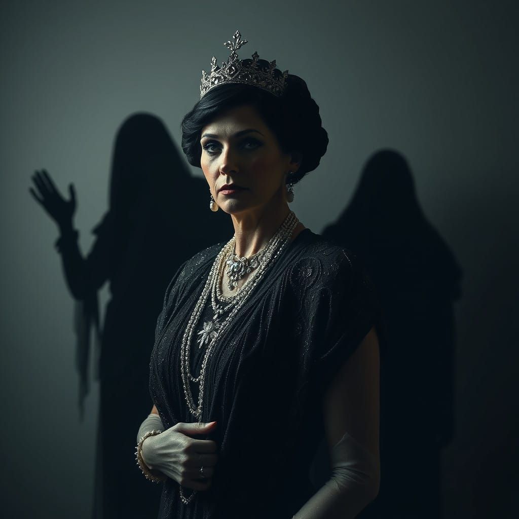 Surreal 1920s Woman Haunted by Shadows of Darkness