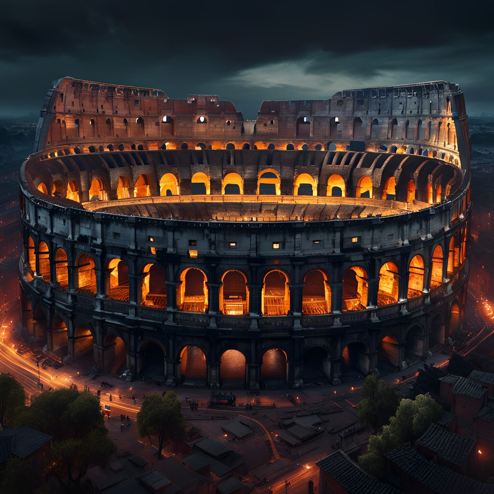 Post-Apocalyptic Colosseum: A Cinematic Oil Painting