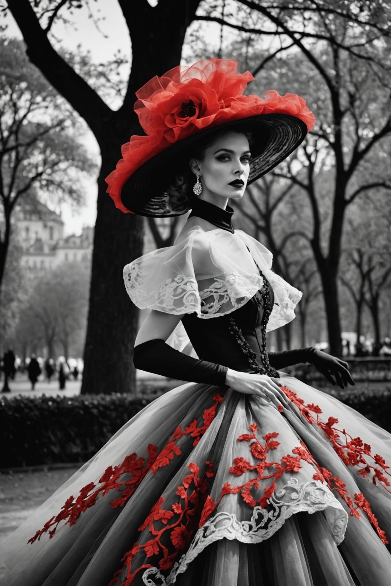 Elegant Model Dancing in Paris, Vogue France