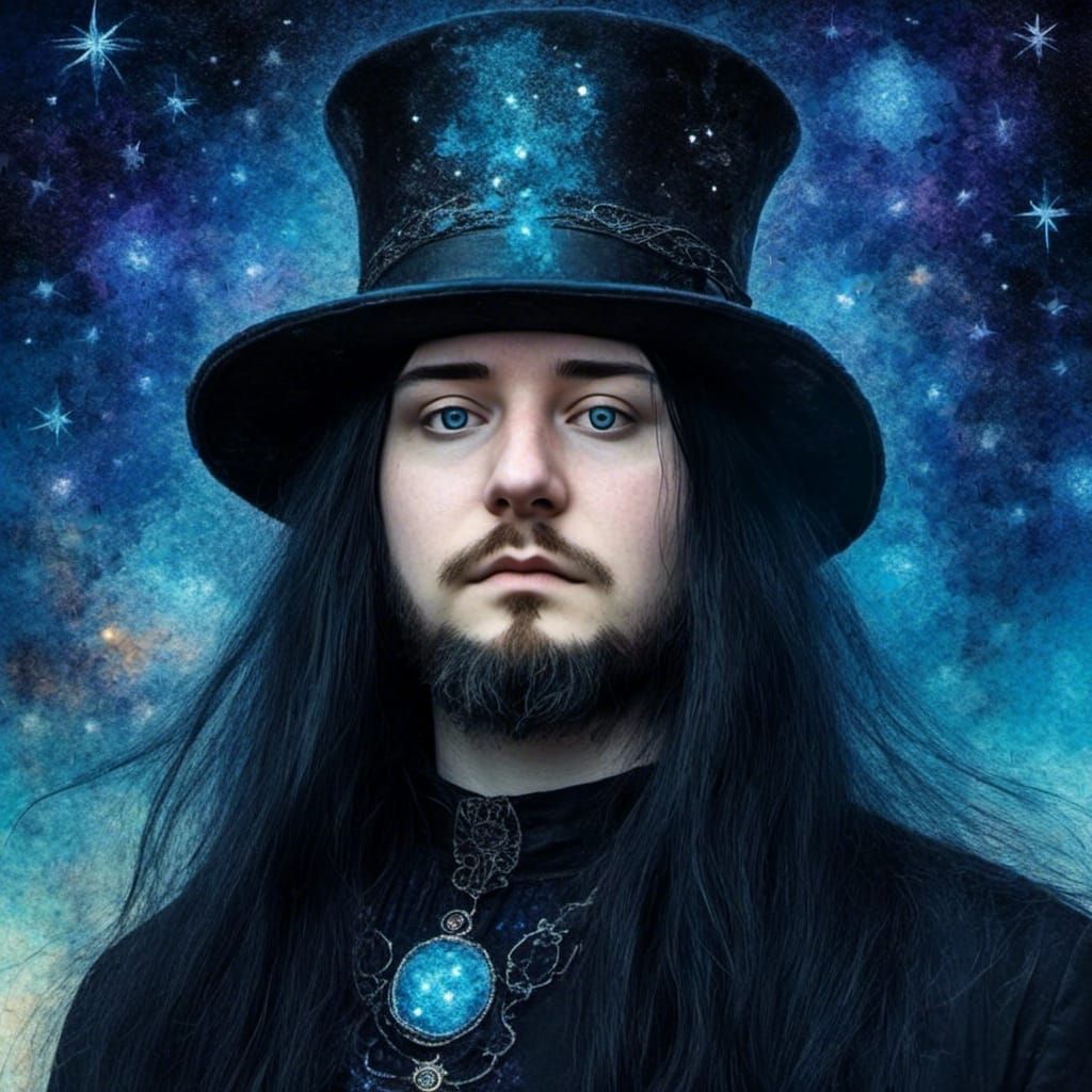 Gothic Cosmic God in Blue Scenery