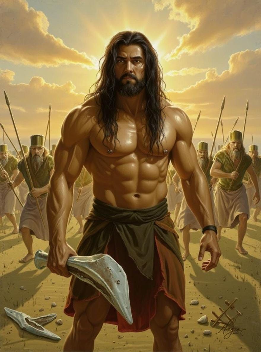 Samson, Hebrew Warrior, Confronts Philistine Army