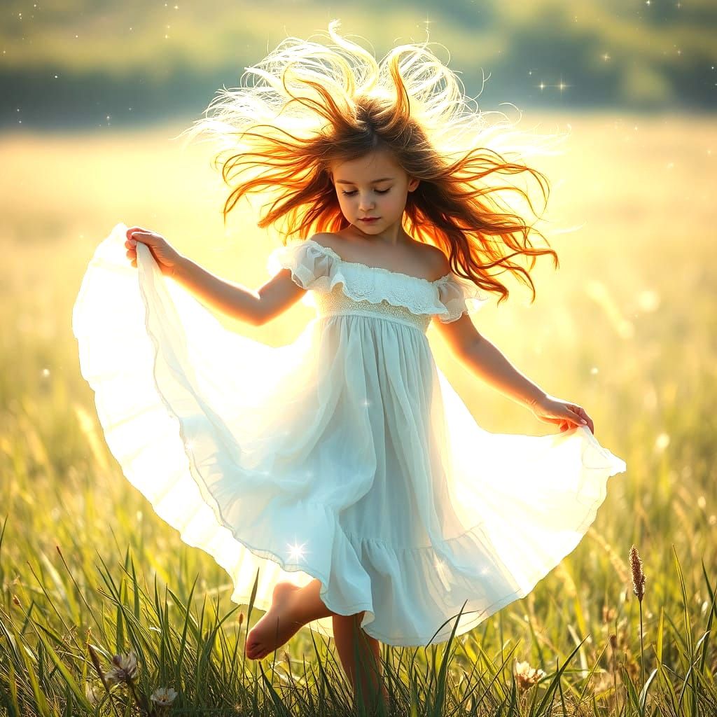 Joyful Young Girl Explores Celestial Dreams