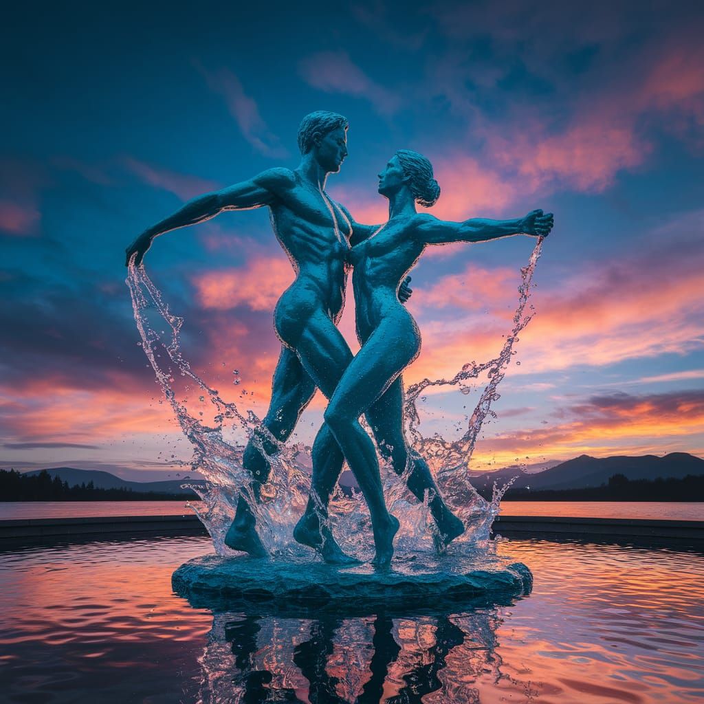 Ethereal Couple Dances in Fluid Form