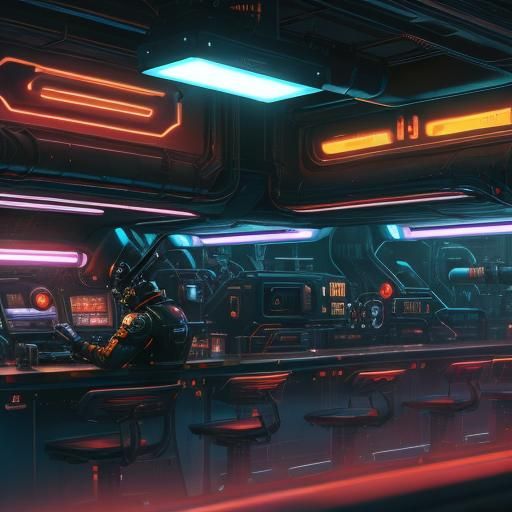 Futuristic Lab: Scientists at Work in Oil Painting Style