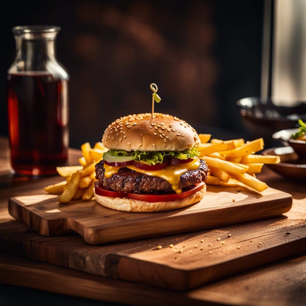 Delicious Cheeseburger and Fries: Professional Food Photo