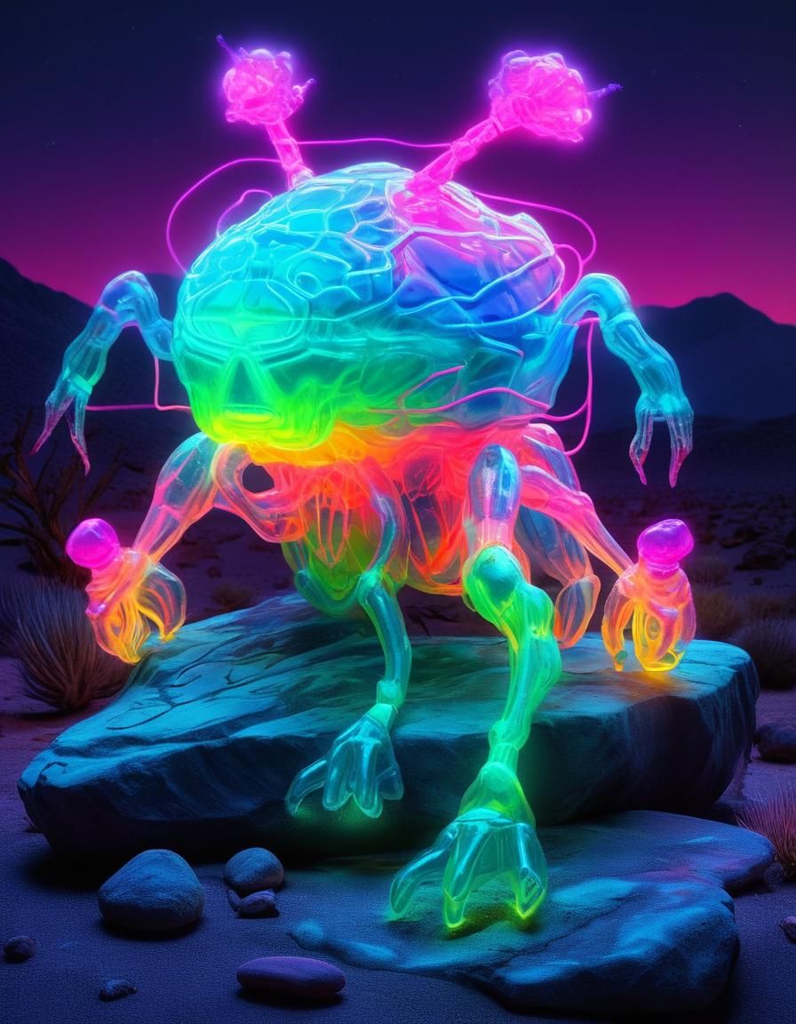 Synthwave Neon Art: Gelatinous Desert Creature