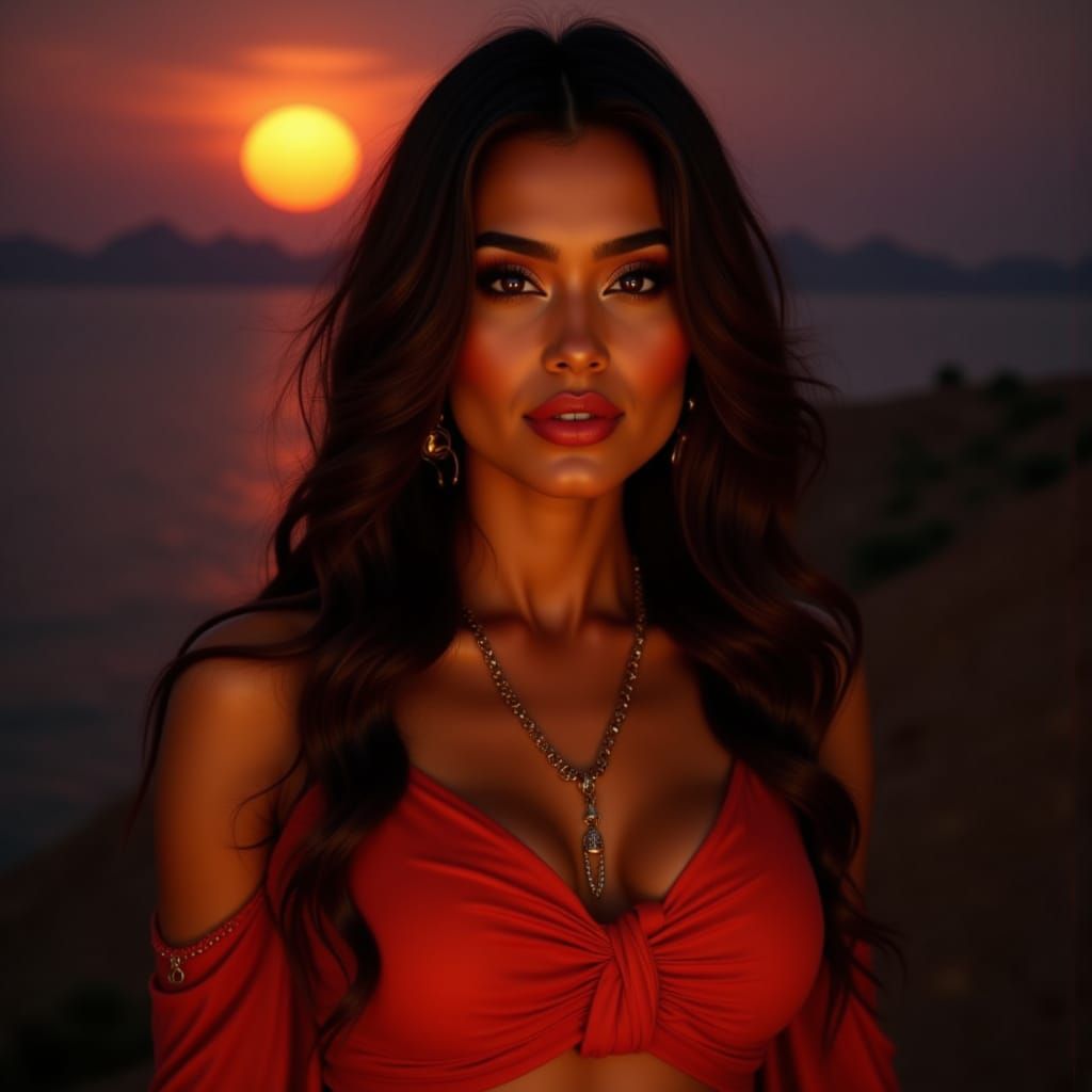 Powerful Persian Woman at Sunset