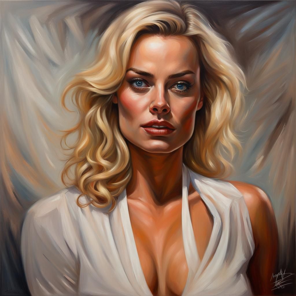 Margot Robbie Portrait in Fantasy Art Style