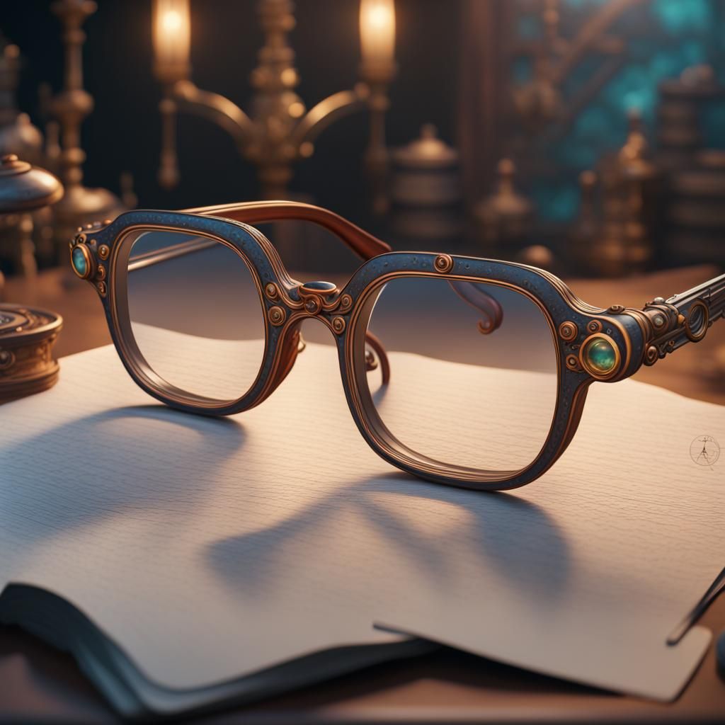 Detailed Matte Painting of Glasses in Deep Color