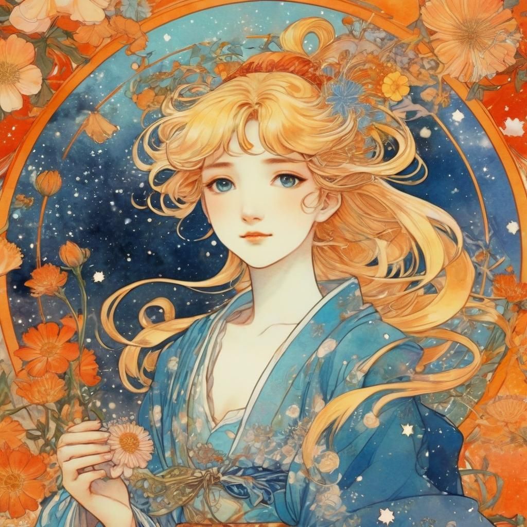 Sailor Venus Magical Girl Transformation in Anime Style