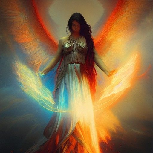 Fiery Angel: A Cosmic Astral Illustration