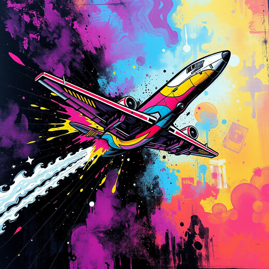 Plane Loop Graffiti Art in Polychromatic Colors