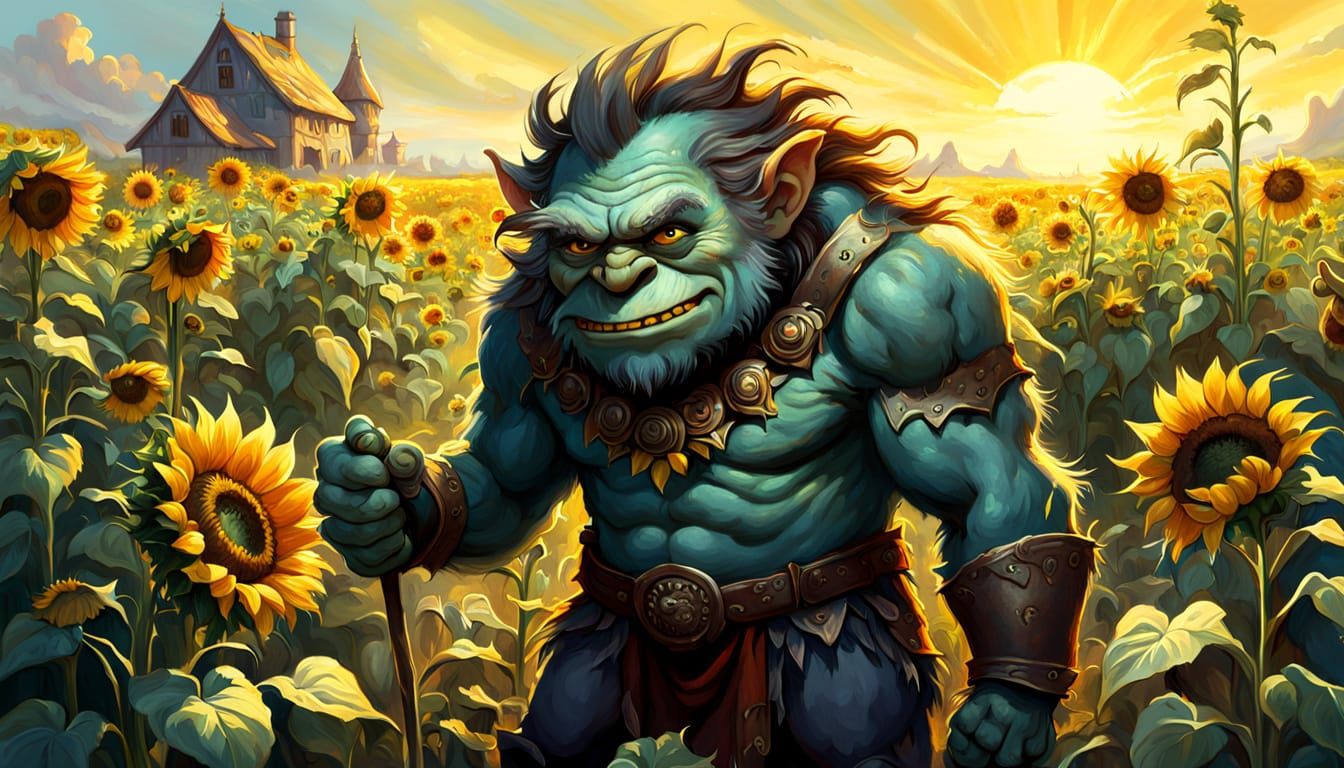 Sir Growlington and Grumpy Troll in Oil Painting