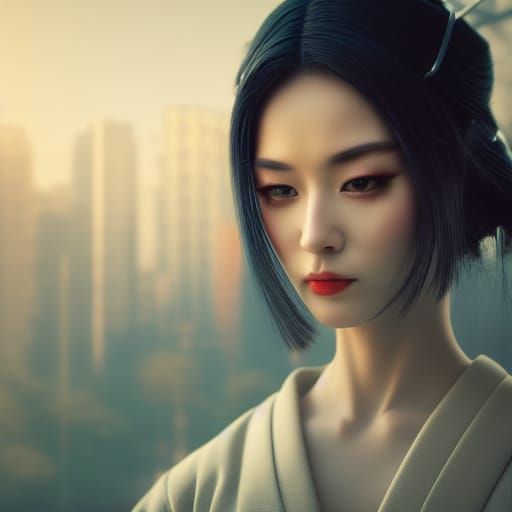 Cyborg in Kimono: Cyberpunk Meets Japanese Elegance