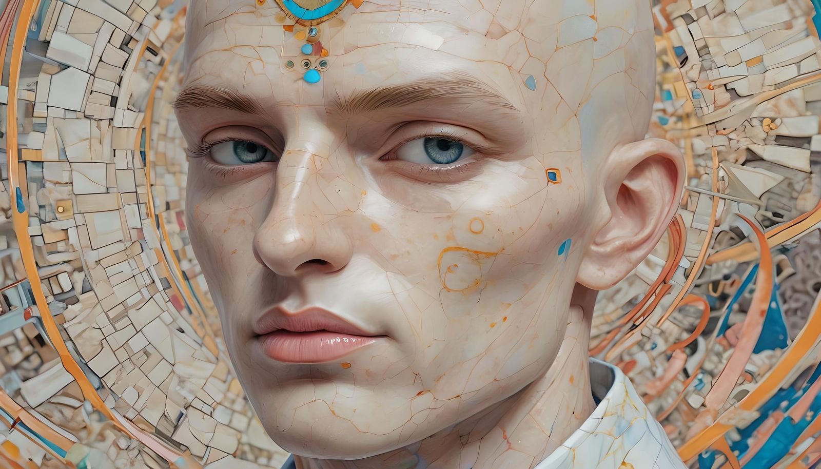 Hyperrealistic Bald Anime Character Sculpture