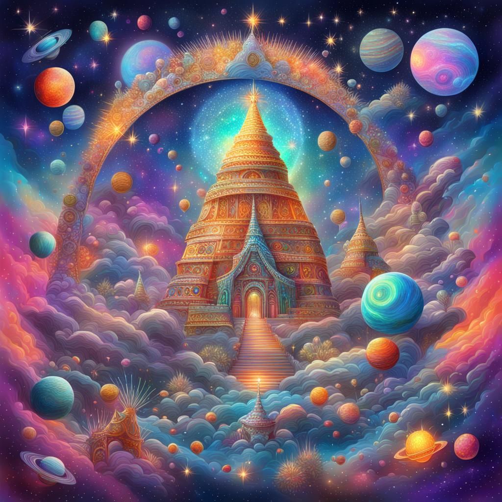 Cosmic Birthday: Holographic Astral Illustration in Mixed Me...