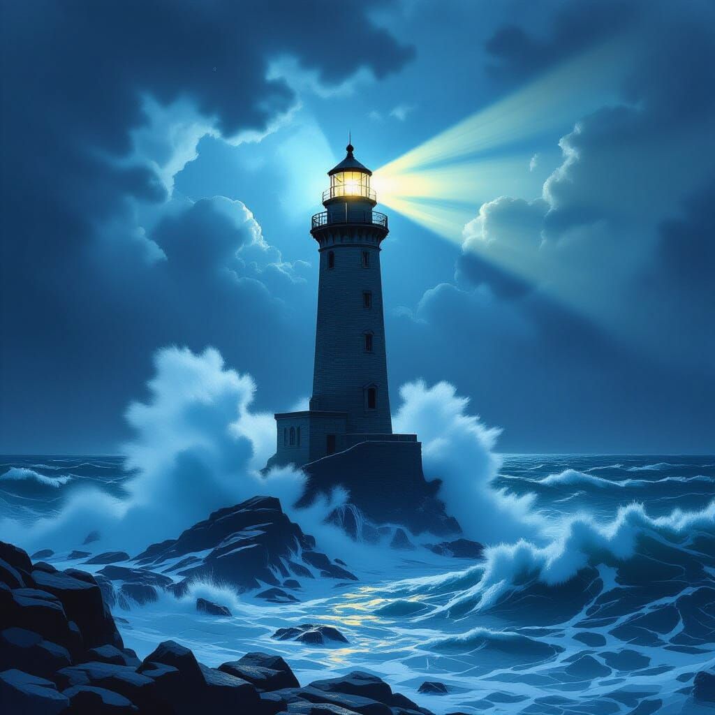 Bell Rock Lighthouse in Stormy Seas