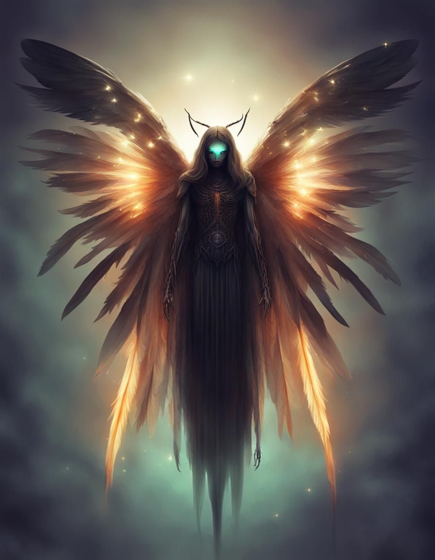 Glowing Angel of Death with Bug Wings